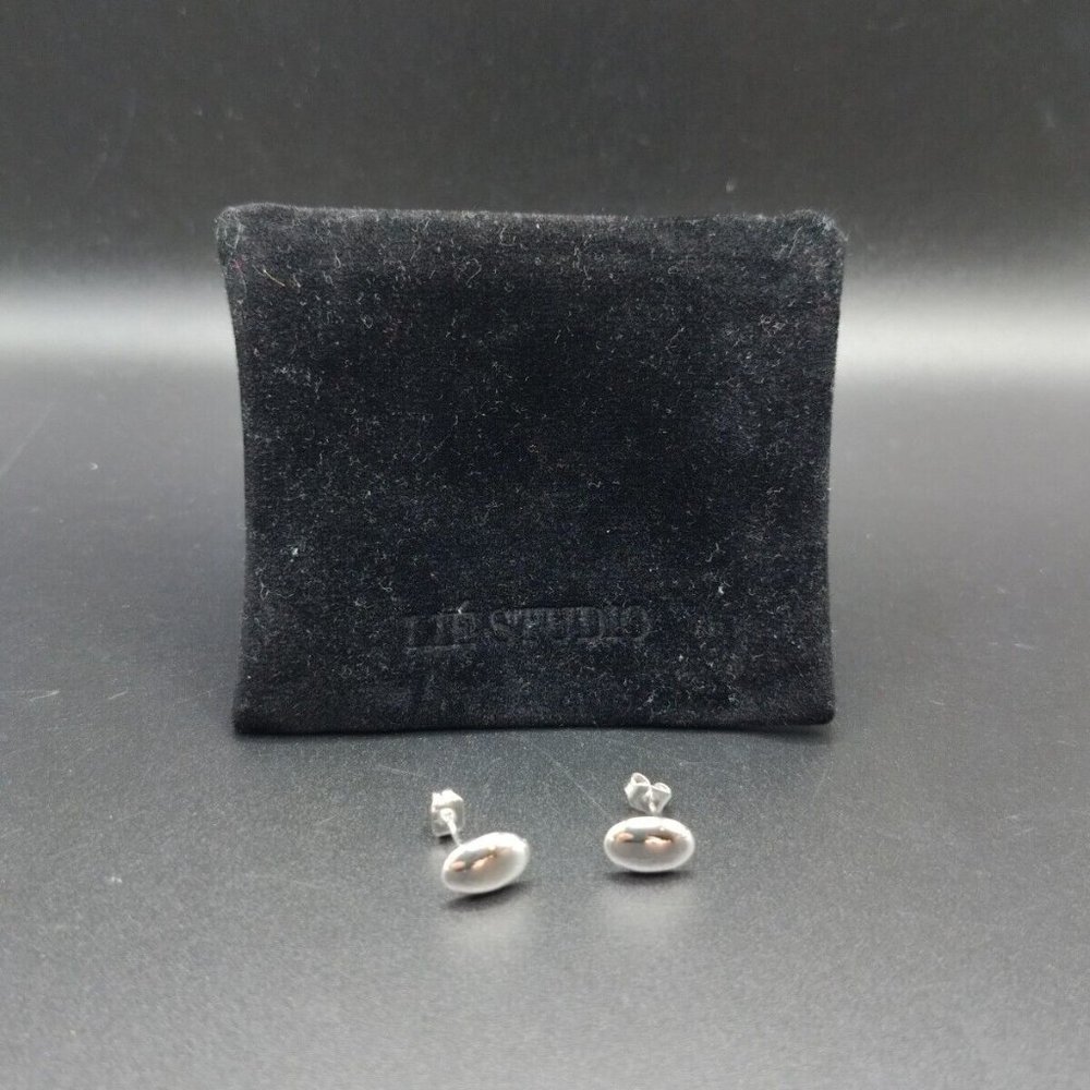 Lie Studio Classic Oval Earrings Silver New
